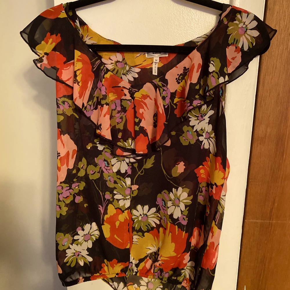 Kirra Floral Tank | Chiffon Blouse | Black & Floral Print Top